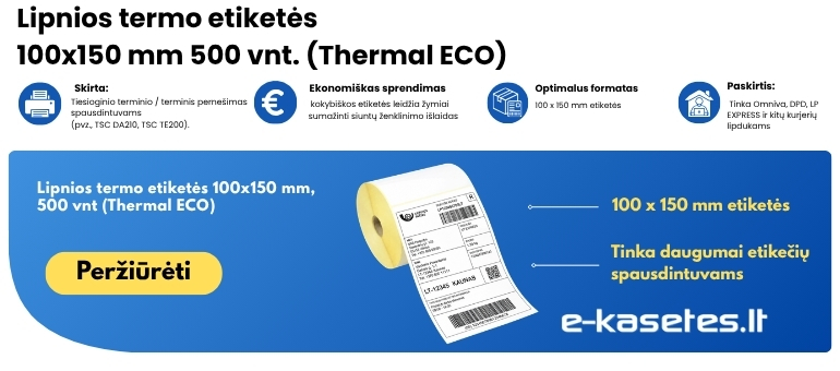 Lipnios termo etiketės 100 x 150 mm, 500 vienetų, Thermal ECO